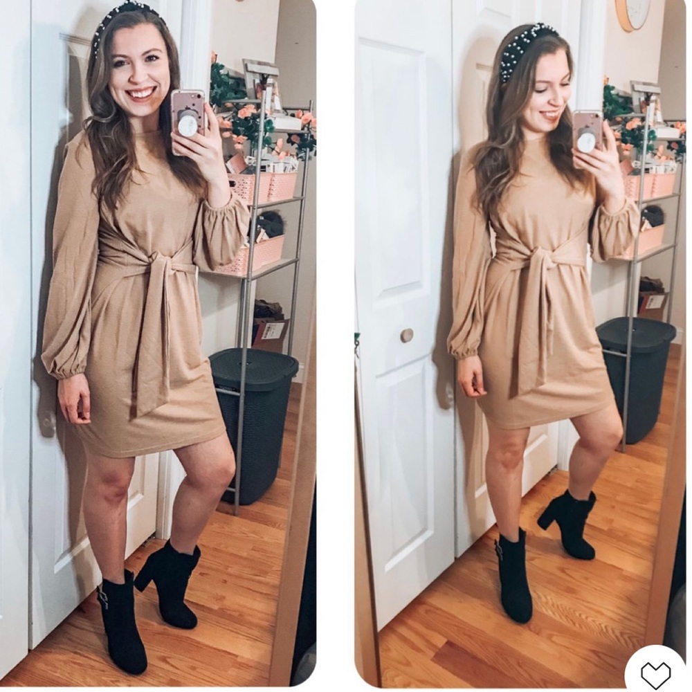 Waffle-knit Tie Dress